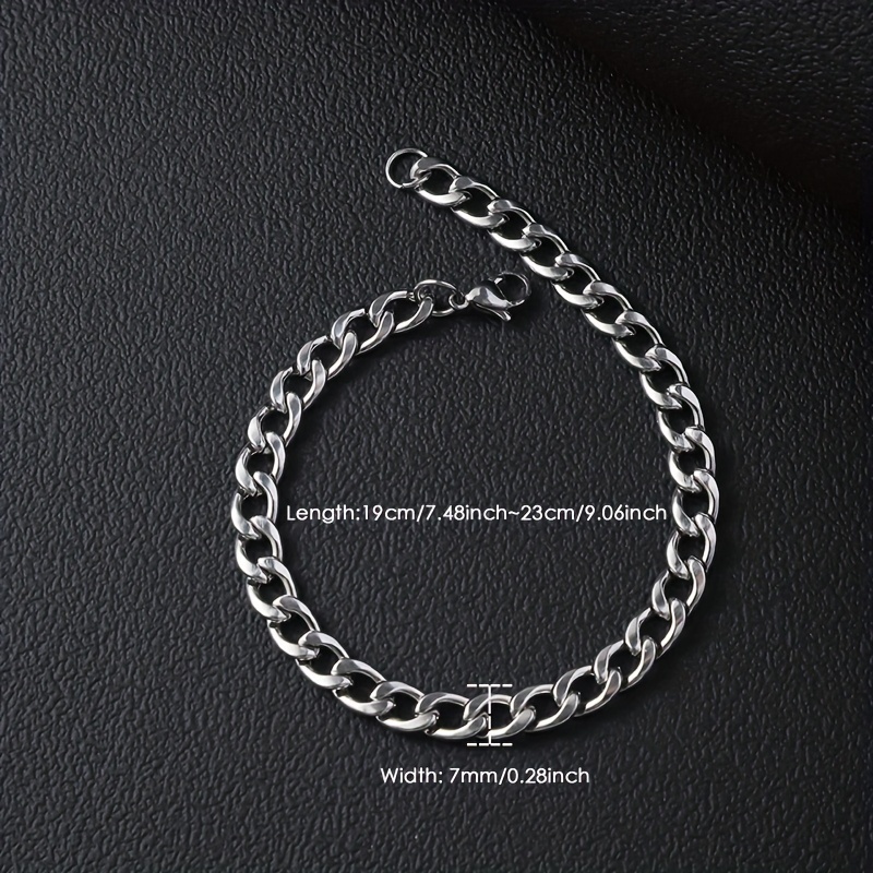 Men's Classic 304L Stainless Steel Cuban Chain Bracelet, Durable